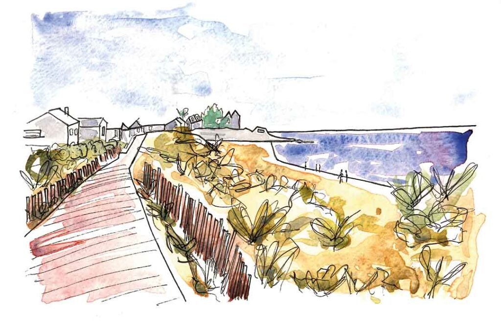 Aquarelle d'une plage de Bretagne