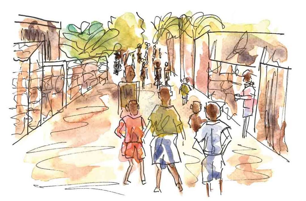 Aquarelle d'un paysage du Sénégal