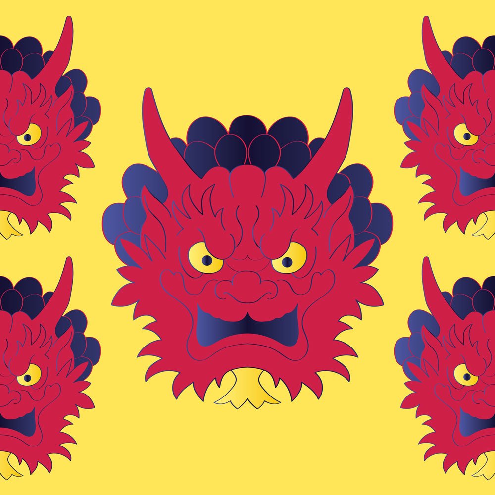 Motif coloré inspiré d'un démon thaïlandais