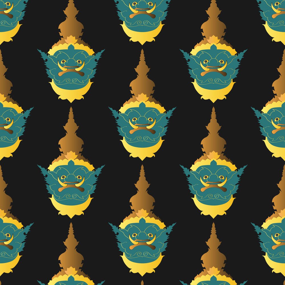 Motif coloré inspiré du dieu thaïlandais Hanuman