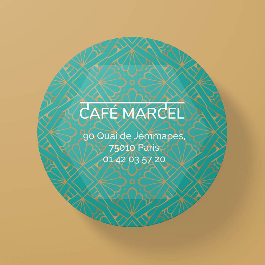Sous-bock, carte de visite Café Marcel