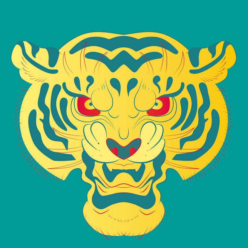 Illustration colorée d'une tête de tigre