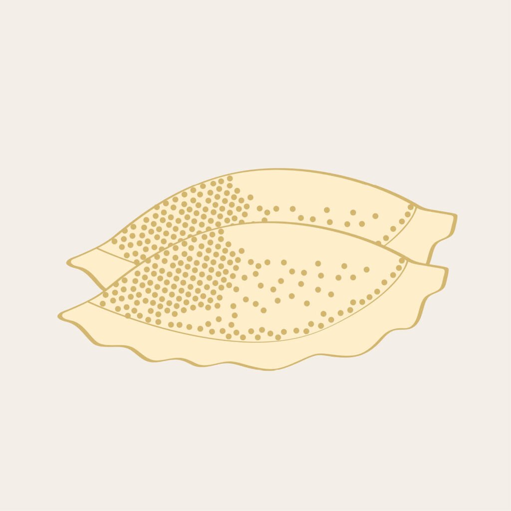 Illustration simple et colorée de gyozas pour le restaurant JJKS