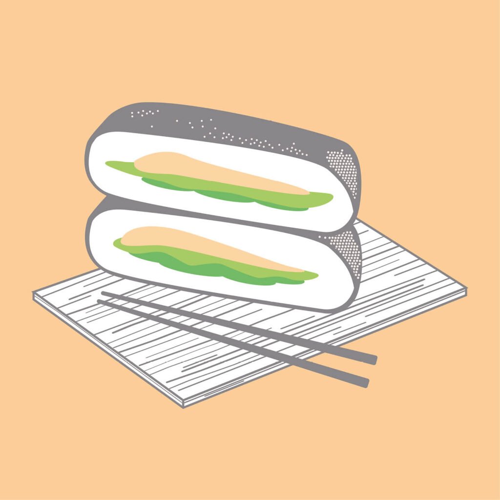 Illustration colorée de sushis pour le restaurant JJKS