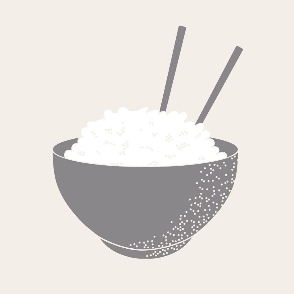 Illustration simple et colorée d'un bol de riz pour le restaurant JJKS